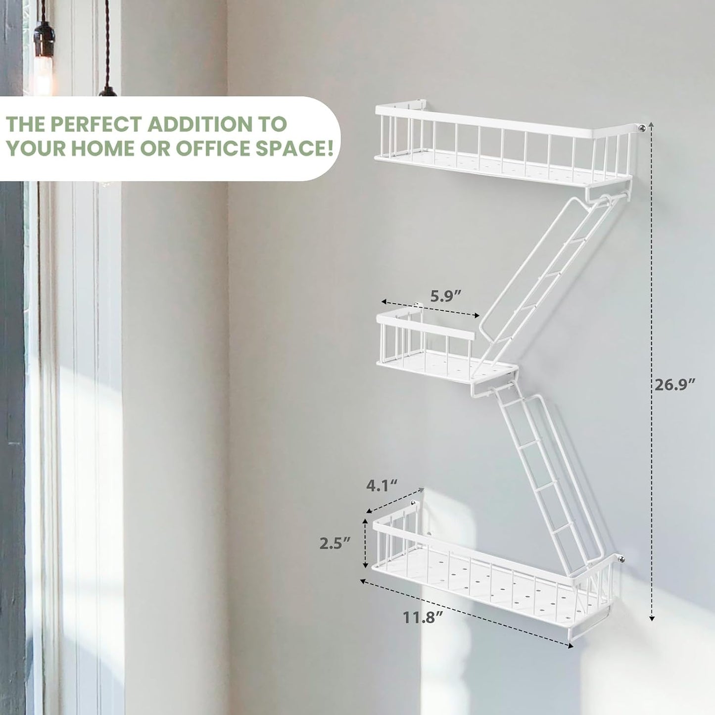 Estantería estilo escalera blanca 2,5 niveles dormitorio