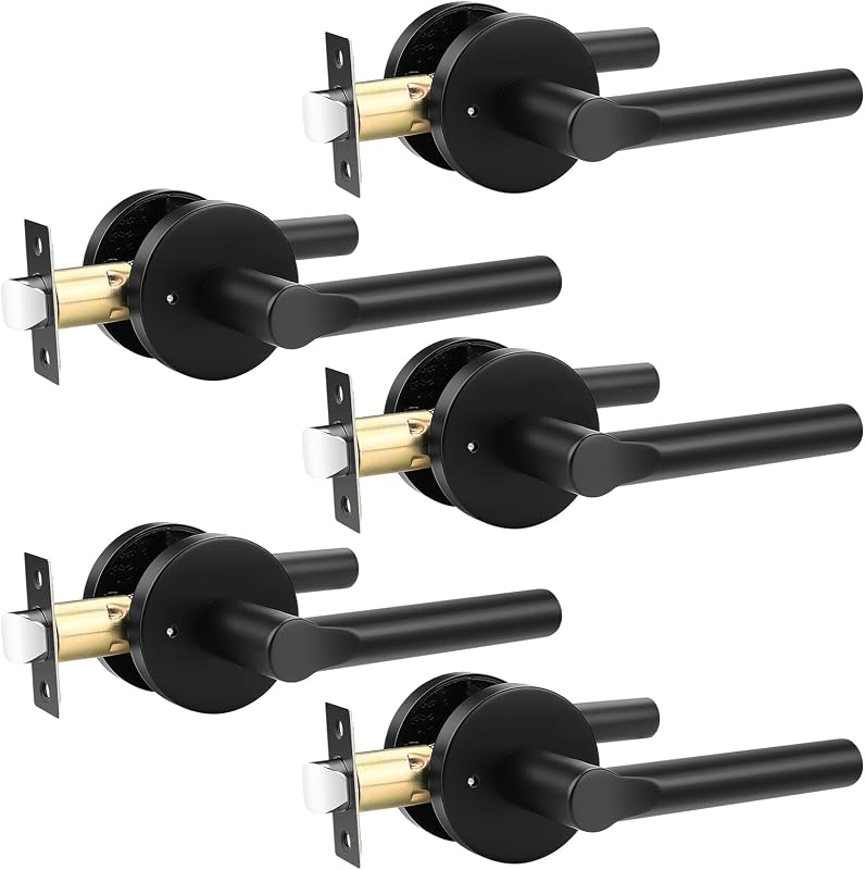 Manijas puerta privacidad acero inox negro 5 Uds