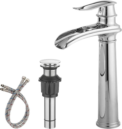 Grifo lavabo tipo vessel boquilla cascada monomando latón