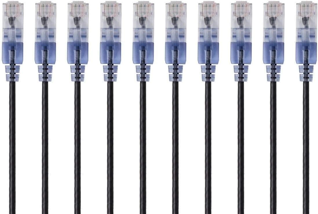 Cable Ethernet Cat6A 10G 25pies negro 10uds