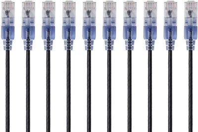 Cable Ethernet Cat6A 10G 25pies negro 10uds