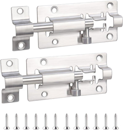 2 Pestillos Cerrojo Barril Acero Inox 3" Puerta