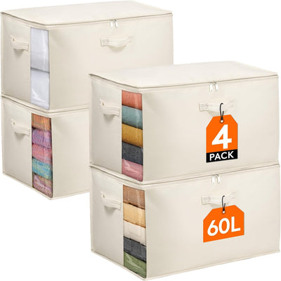 Bolsas almacenamiento edredón algodón lona 60L plegables