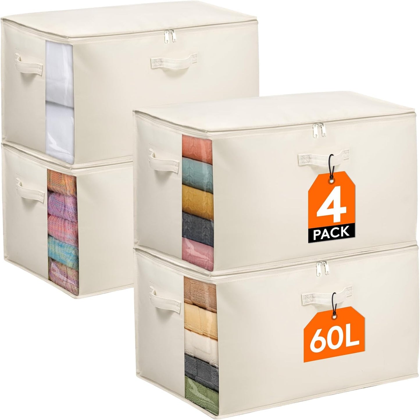 Bolsas almacenamiento edredón algodón lona 60L plegables