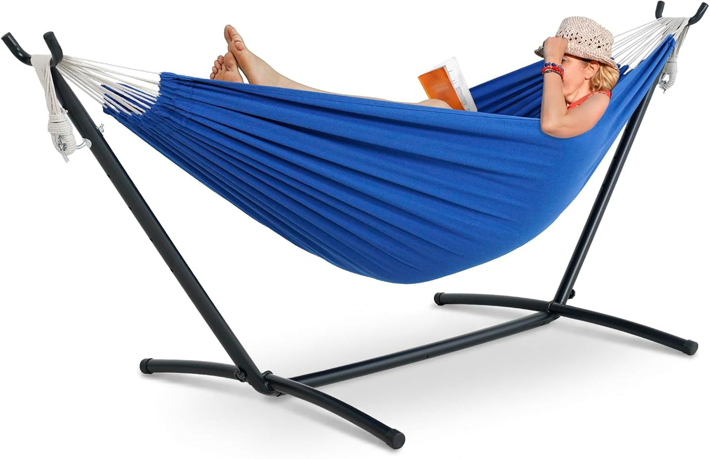 Hamaca doble acero 9ft 450lb funda transporte azul