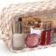 Bolsa maquillaje transparente con cremallera y asa para viaje