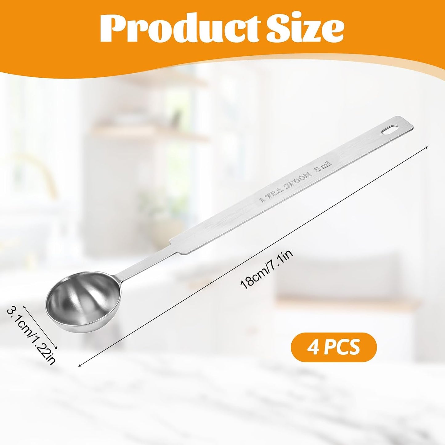 4 Cucharaditas Medidoras Acero Inox 0.18oz Lavavajillas