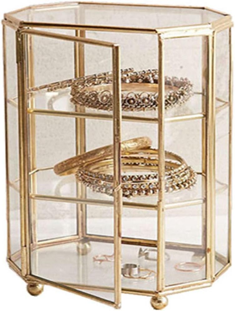 Joyero cristal oro 3 niveles organiz. maquillaje