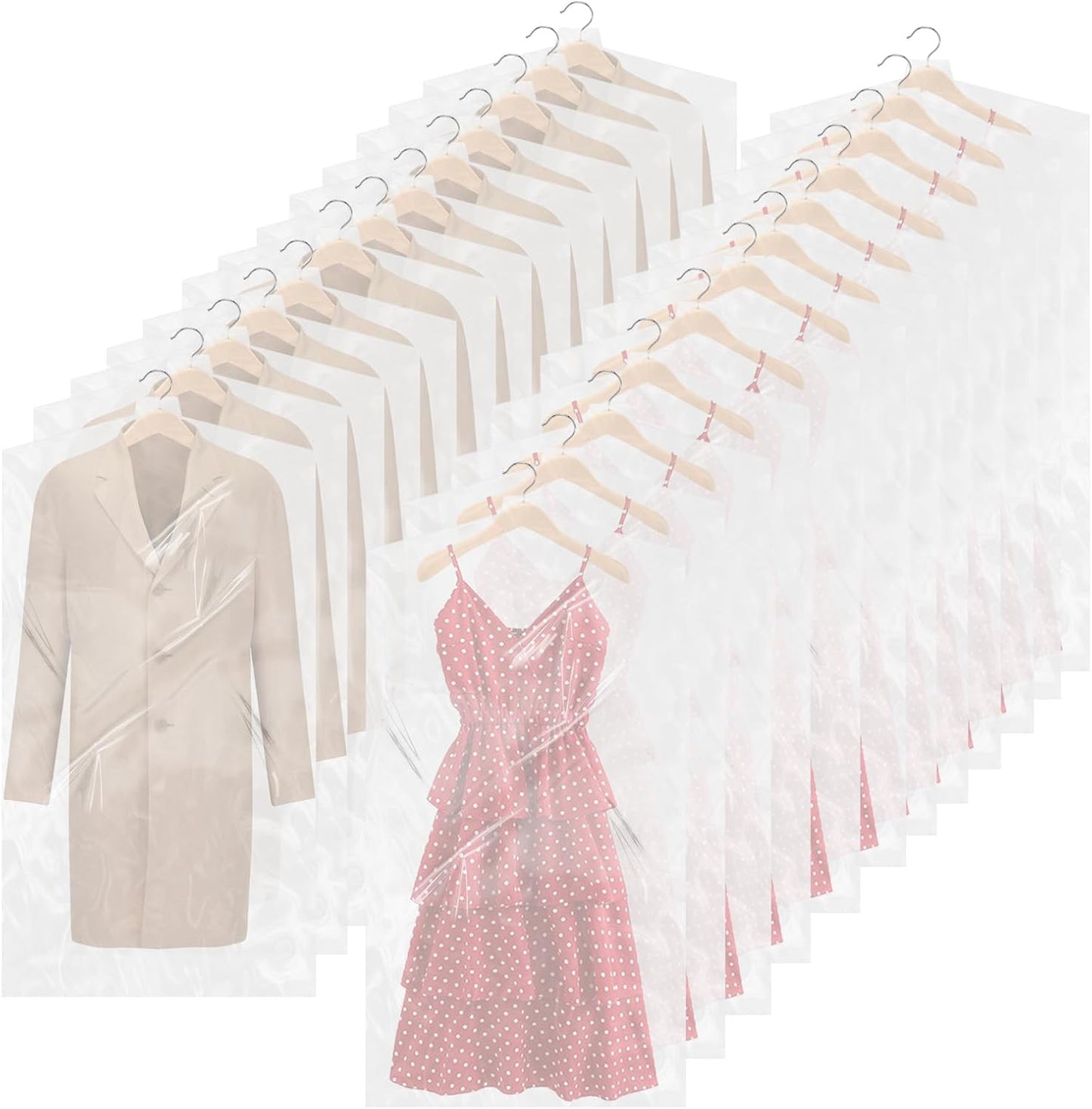 100 Bolsas Plástico Transparente para Colgar Ropa 59"