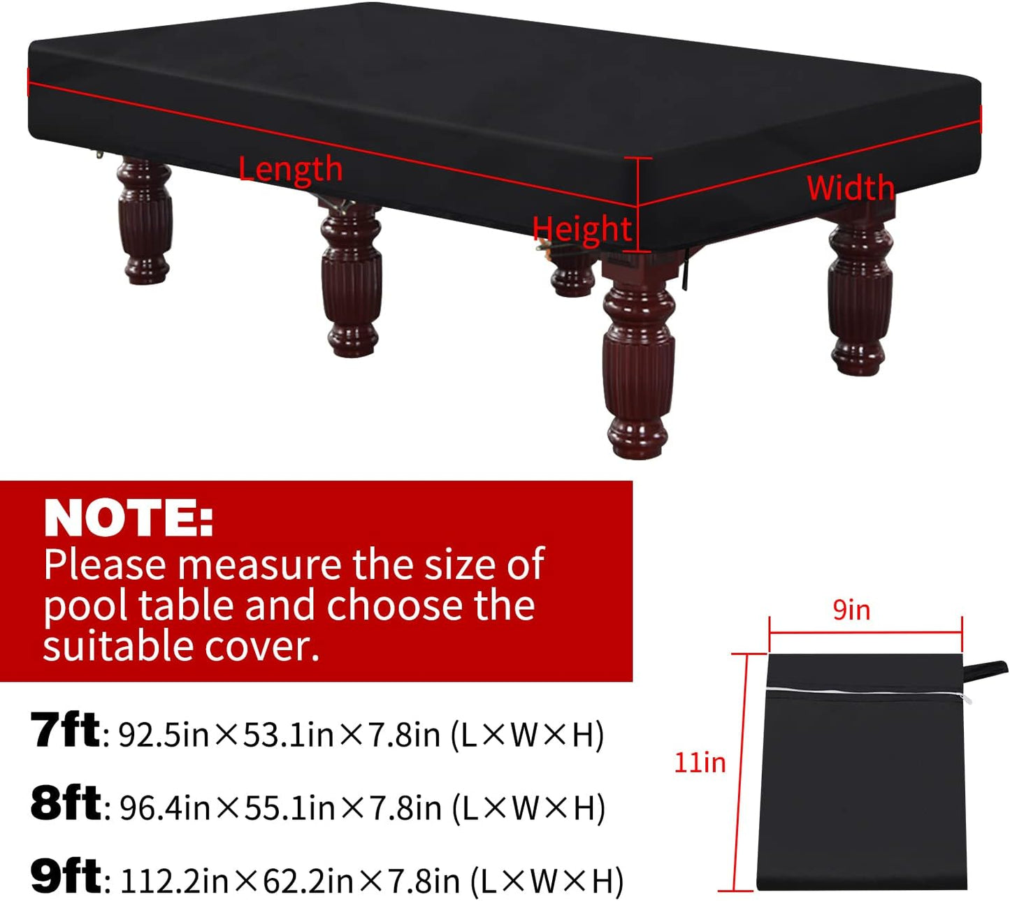 Cubierta mesa billar 7ft impermeable resistente