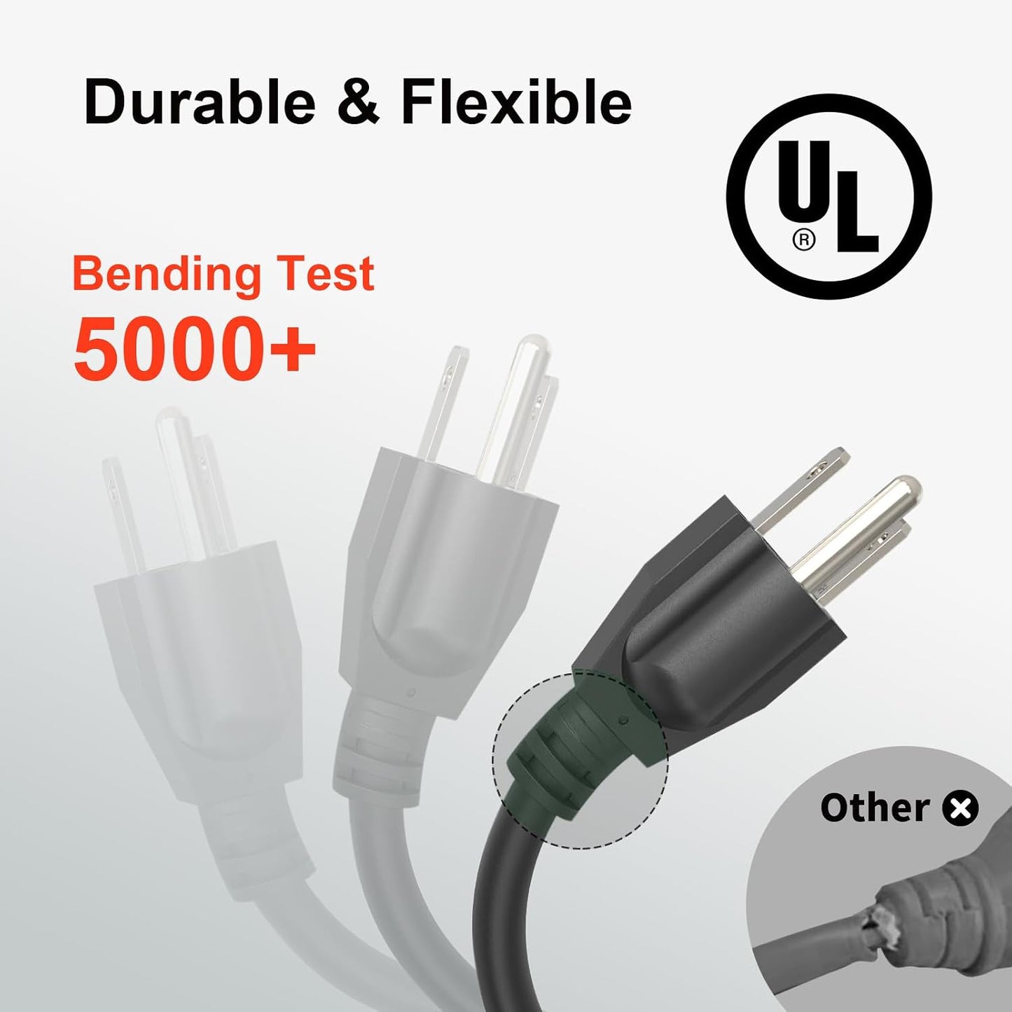 Cable extensión exterior 100pies negro 16/3 SJTW 100% cobre