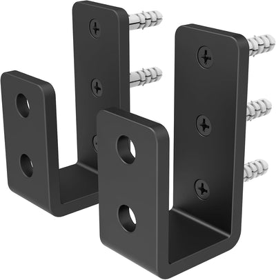 Soportes puerta forma U refuerzo metal negro 2 pzas