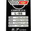 Placa identificación motor C4 Corvette 1987 L98 metal