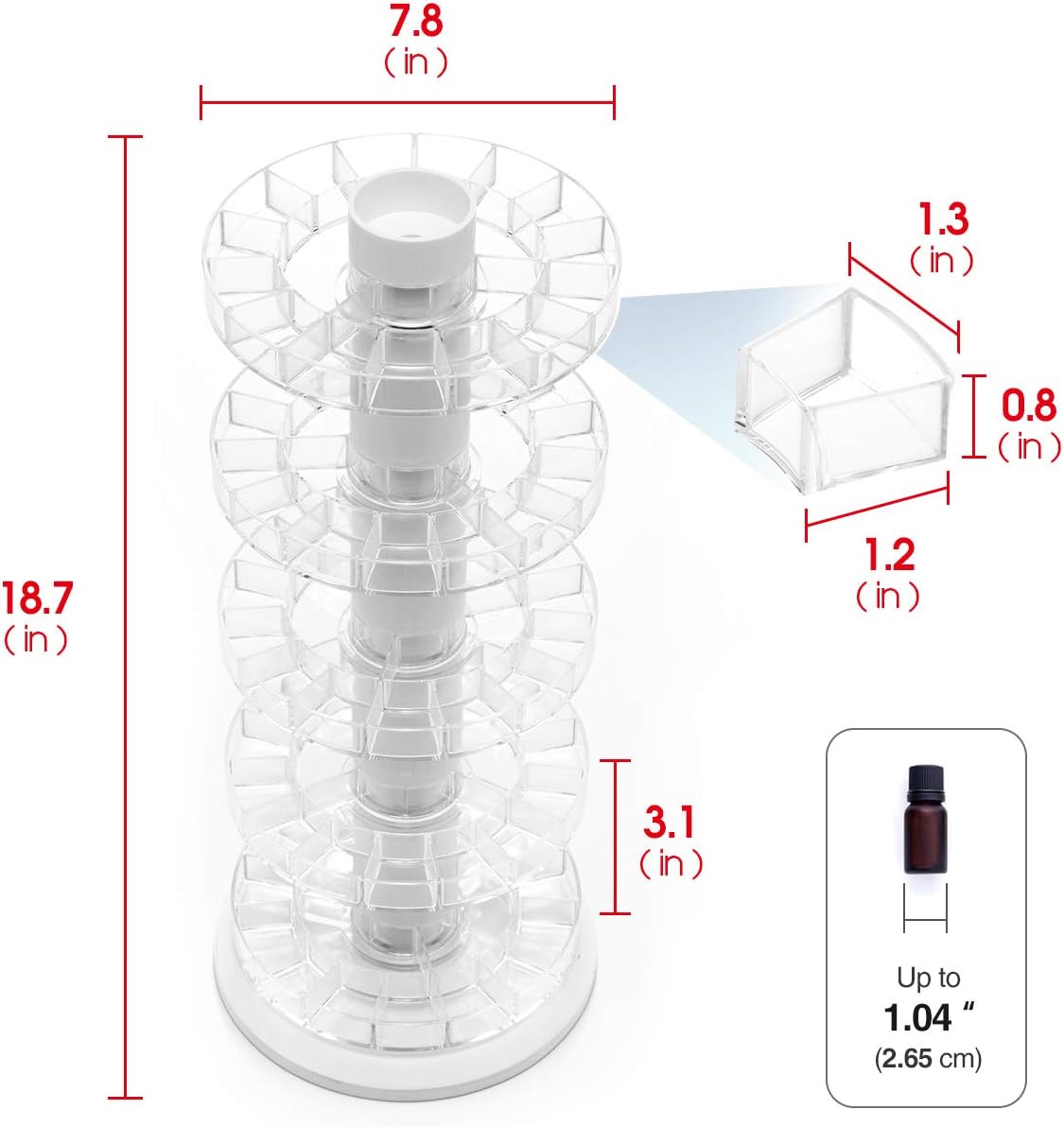 Soporte giratorio aceite esencial 75 botellas 5 niveles