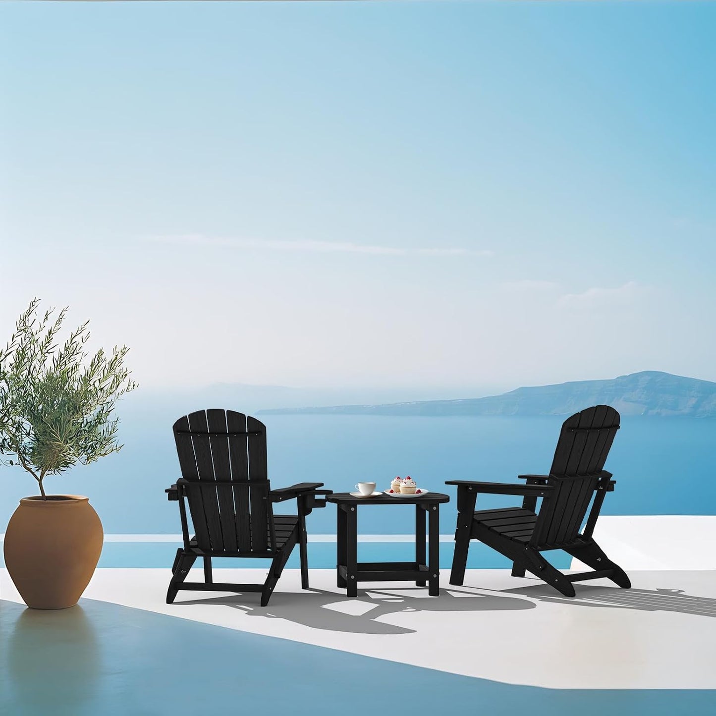 Mesa auxiliar Adirondack madera textura negro