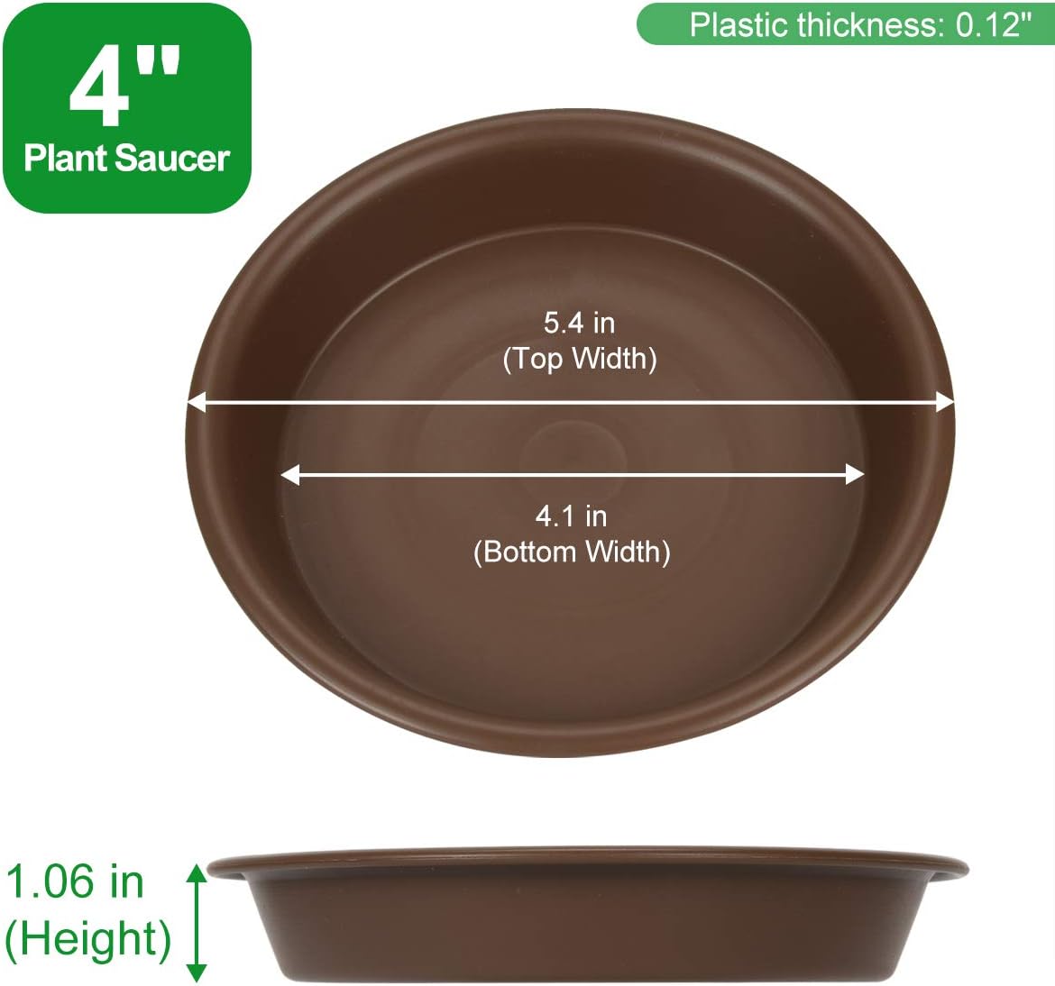 Platillo para plantas 4pulg plástico duradero marrón 3uds