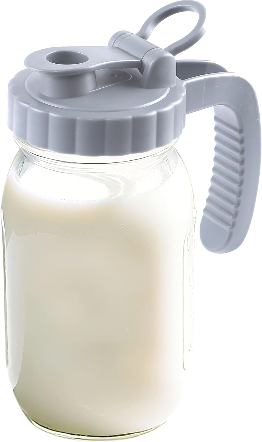 Jarra vidrio 32oz con tapa boca ancha para leche materna café