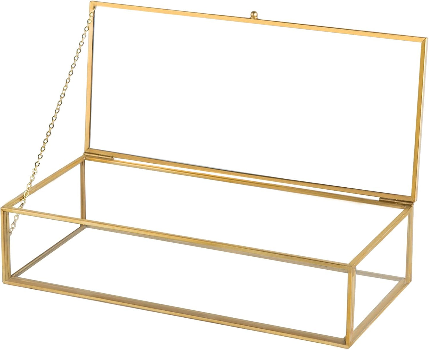 Joyero cristal vintage con bisagras caja dorada tocador