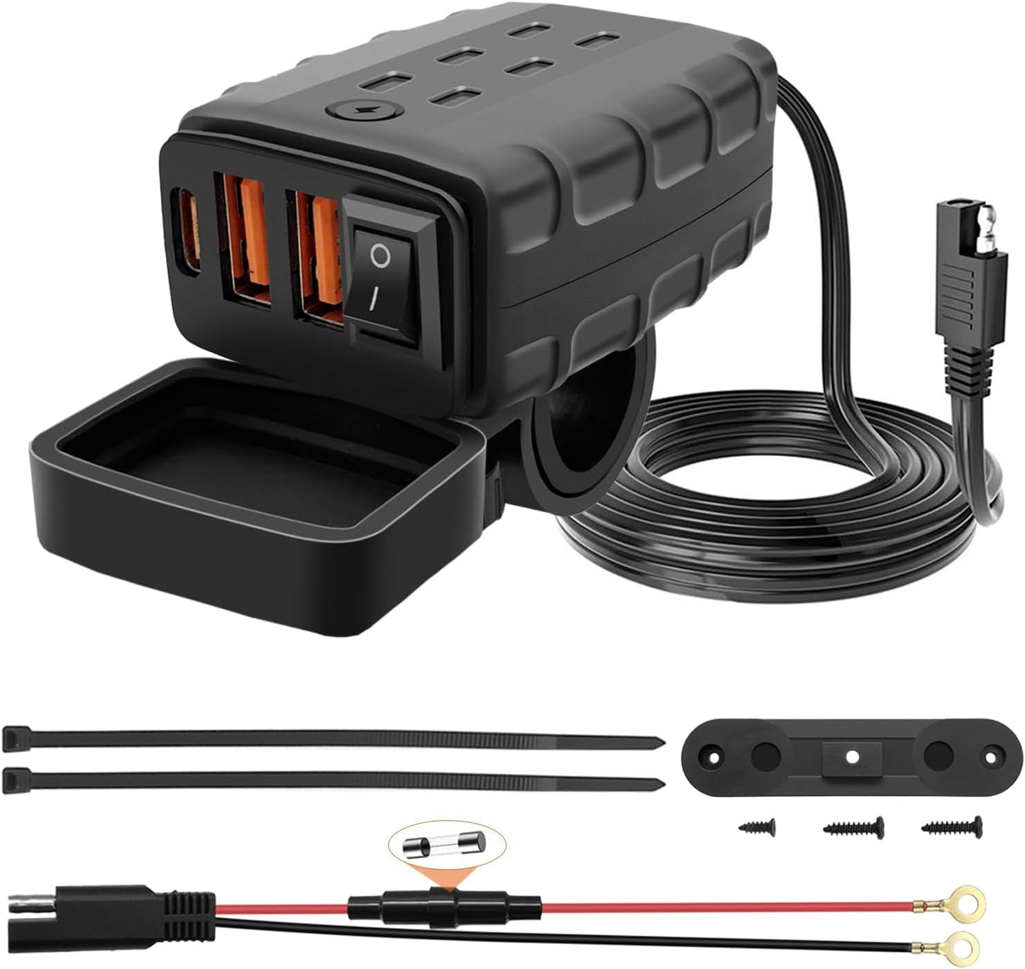 Cargador USB impermeable motocicleta 3 puertos 36W
