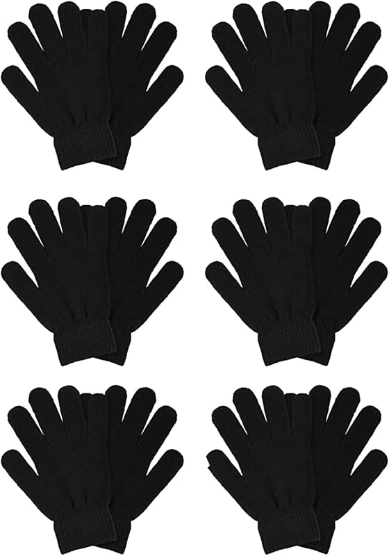 6 Pzas Guantes Térmicos Elásticos para Invierno Negro