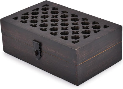 Caja decorativa madera mango con tapa bisagras 8x5x3pulg
