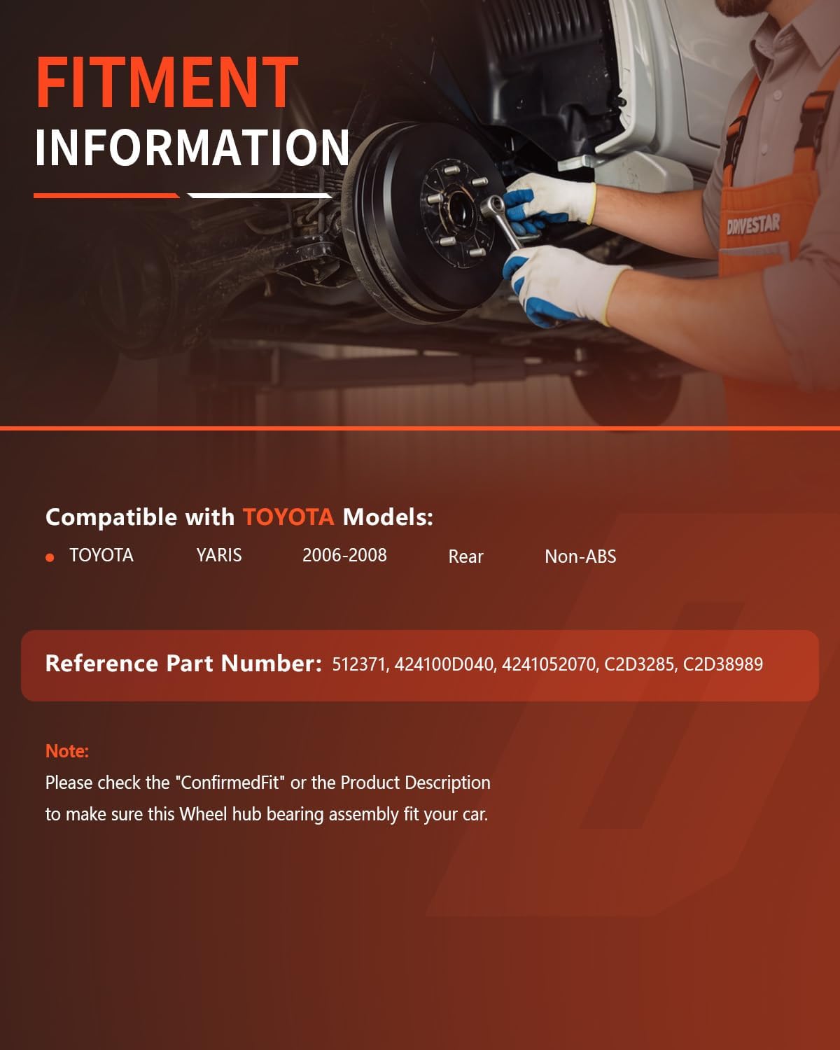 Set buje rodamiento trasero Toyota Yaris 06-08