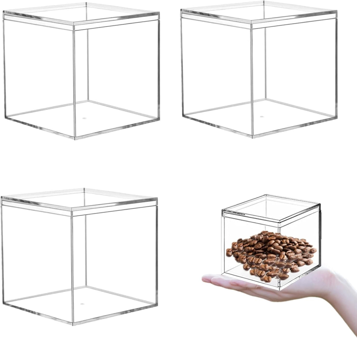 Caja acrílico transparente cuadrada con tapa para dulces