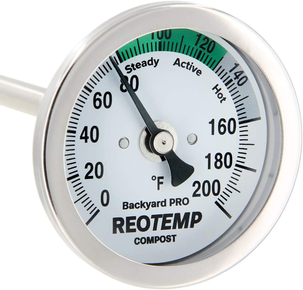 Termómetro compostaje 0-200°F vástago 24pulg con guía PDF