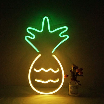 Letrero neón piña LED USB para niños sala oficina fiesta