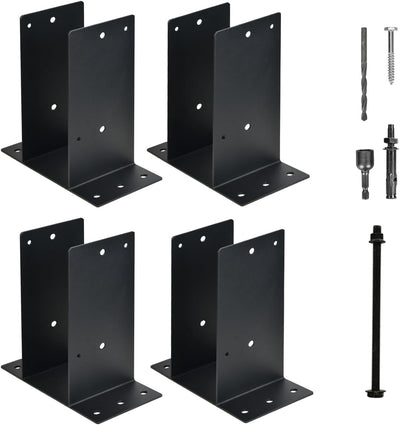Base poste acero 4x4pulg soporte hormigón cubierta valla negro