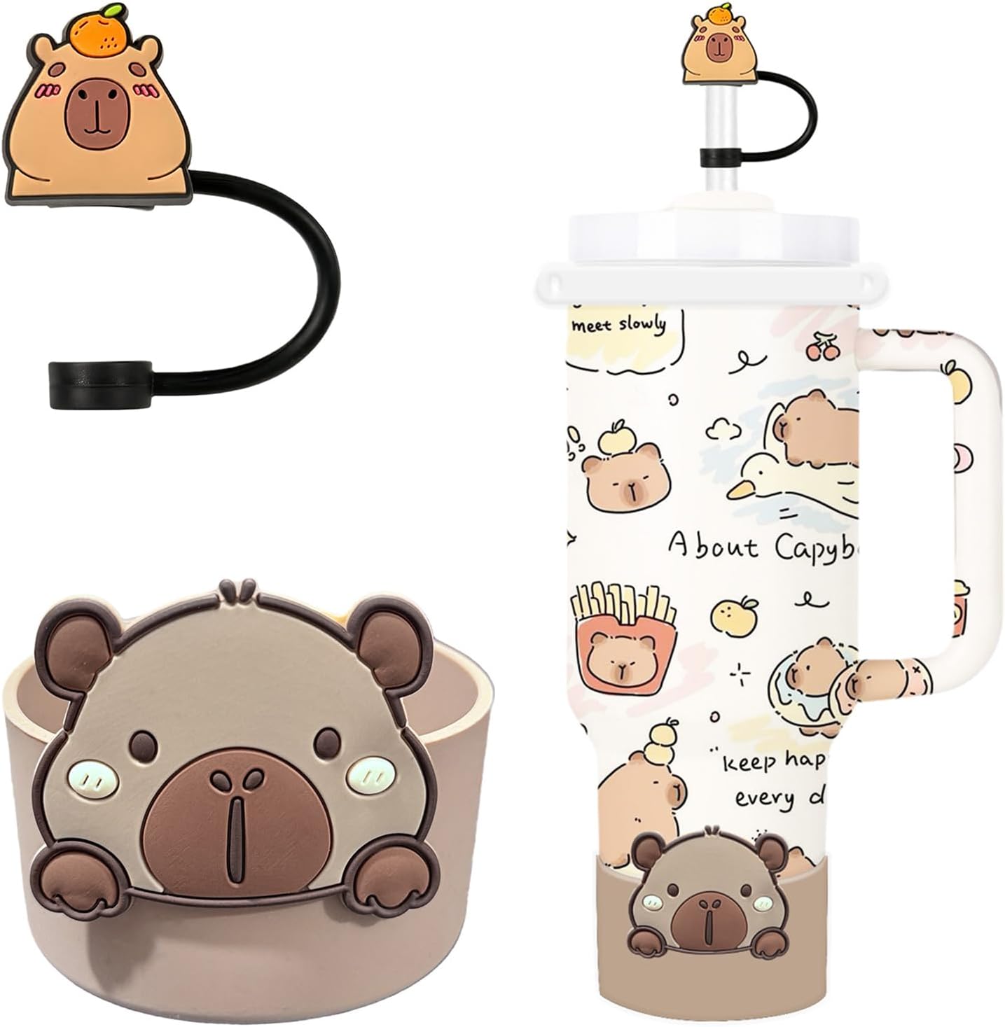 Funda Copa Capybara con Tapa Silicona 2 Unidades