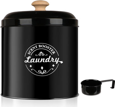 Dispensador perlas aroma lavandería metal negro con tapa