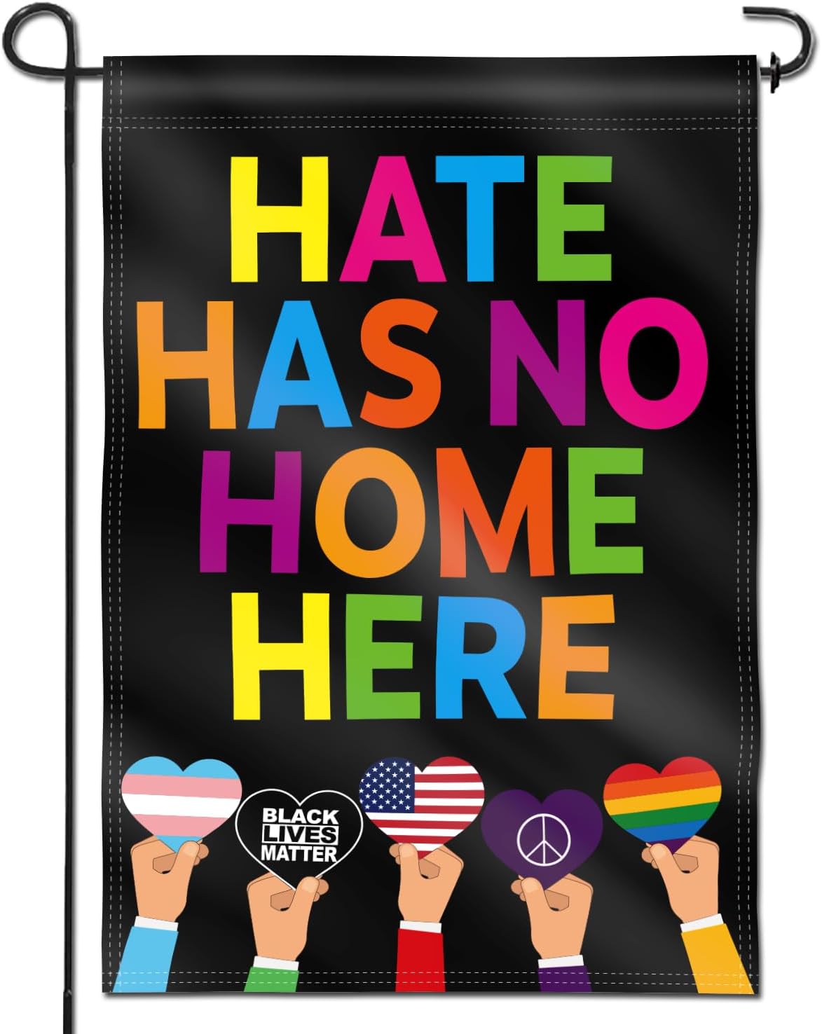 Bandera jardín doble cara hate has no home here 18x12.5