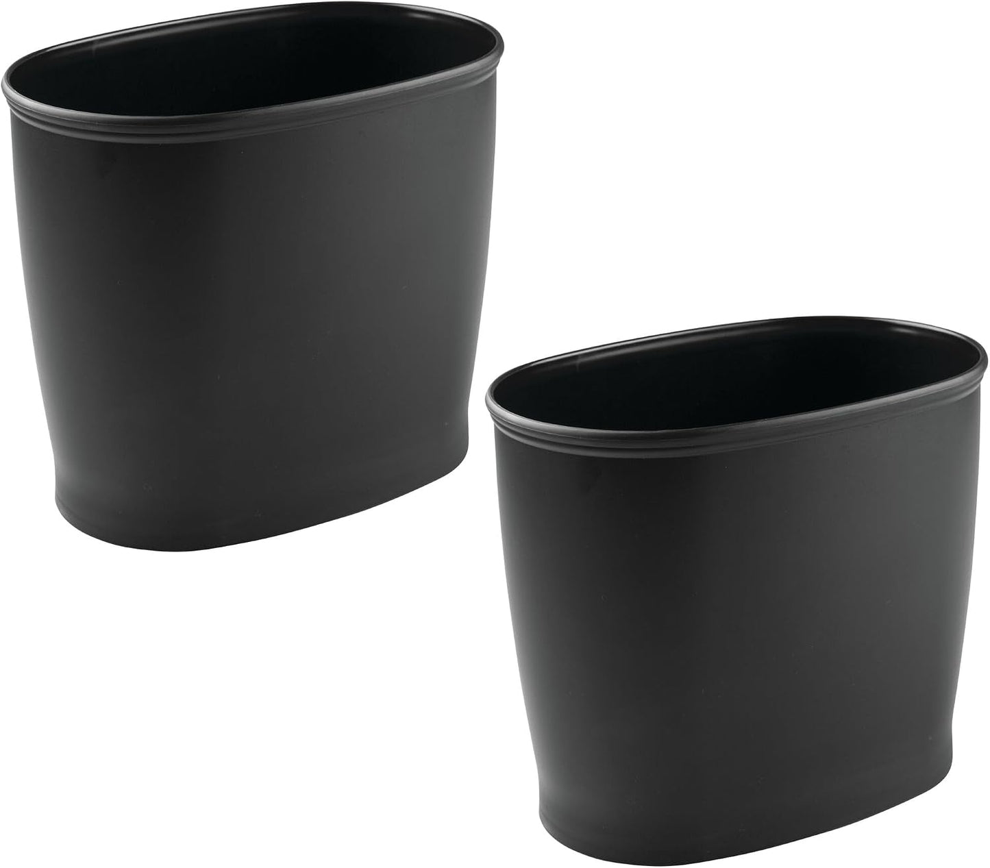Cubo basura plástico delgado baño dormitorio 2 Pzas negro