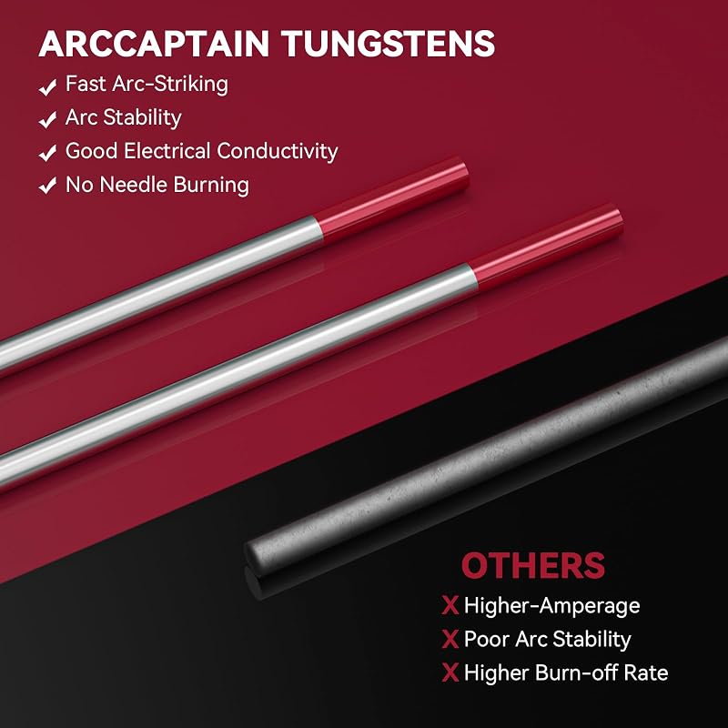 Electrodo TIG tungsteno 3/32x7pulg set 10 unidades rojo