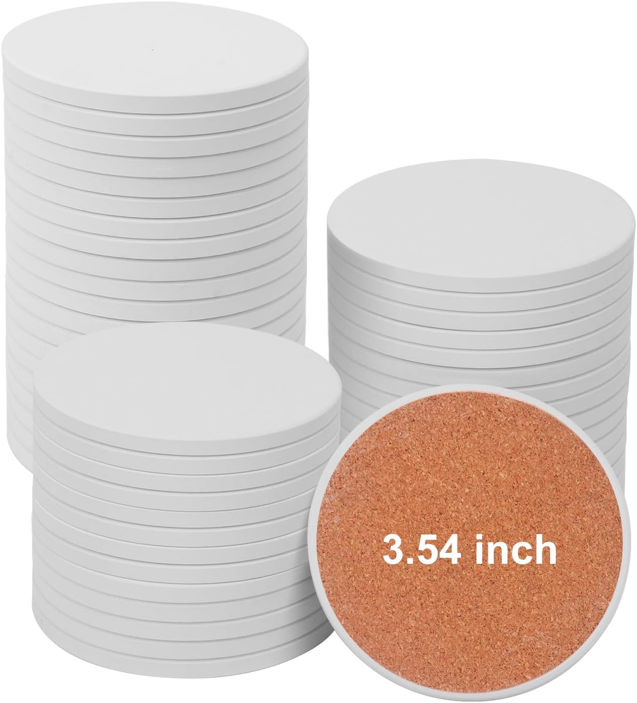 50 Posavasos Cerámica Blanca 3.54pulg Redondos Sin Esmaltar