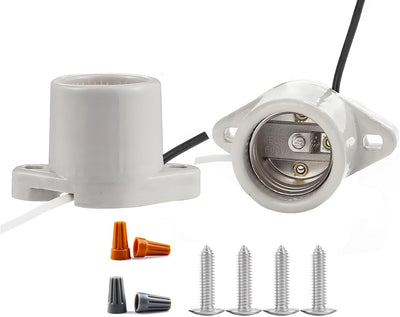 Enchufe luz E26 soporte lámpara porcelana 6pulg 2agujeros paquete 2