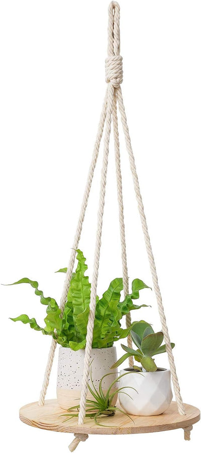Estantería colgante redonda madera para plantas estilo