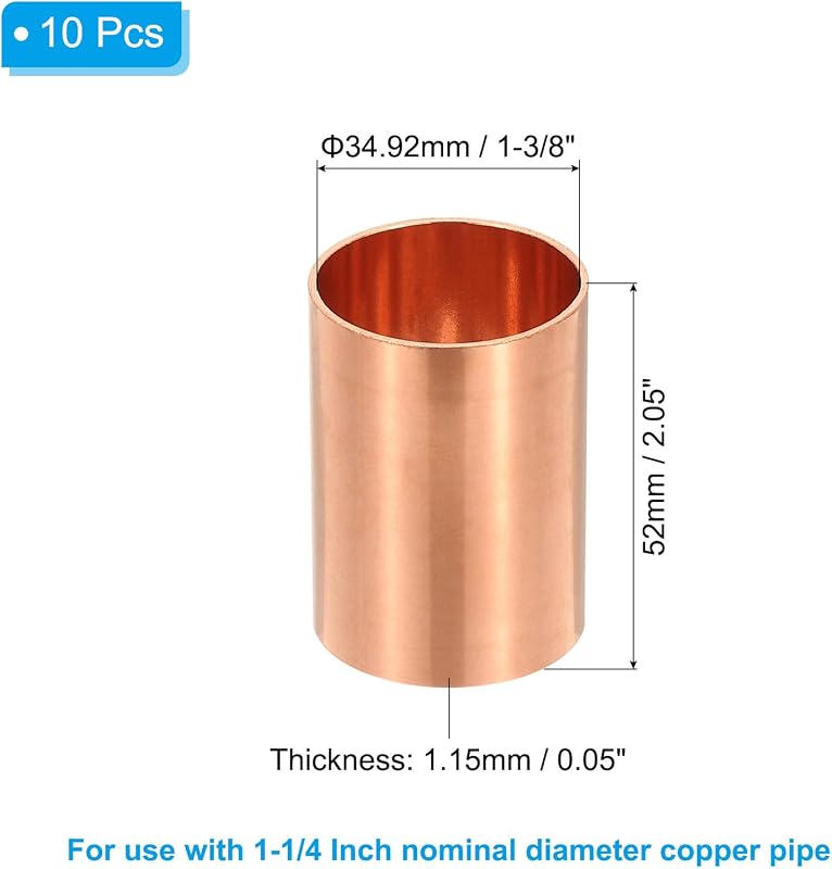 Acopladores cobre 1-1/4" sin soldadura 10 pzas