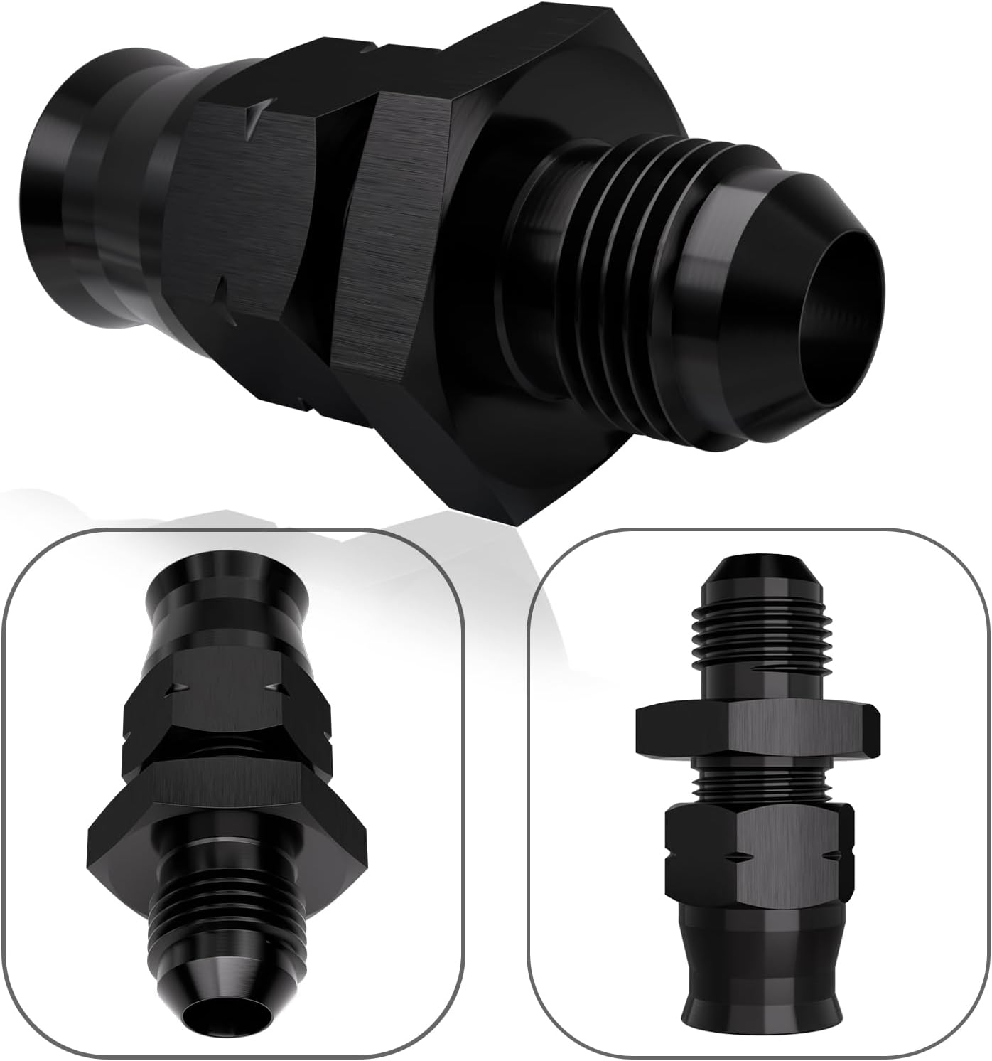 Adaptador 6AN a 3/8" aluminio negro 2 Pzas