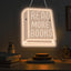 Letrero LED blanco Leer más libros 11x11pulg acrílico