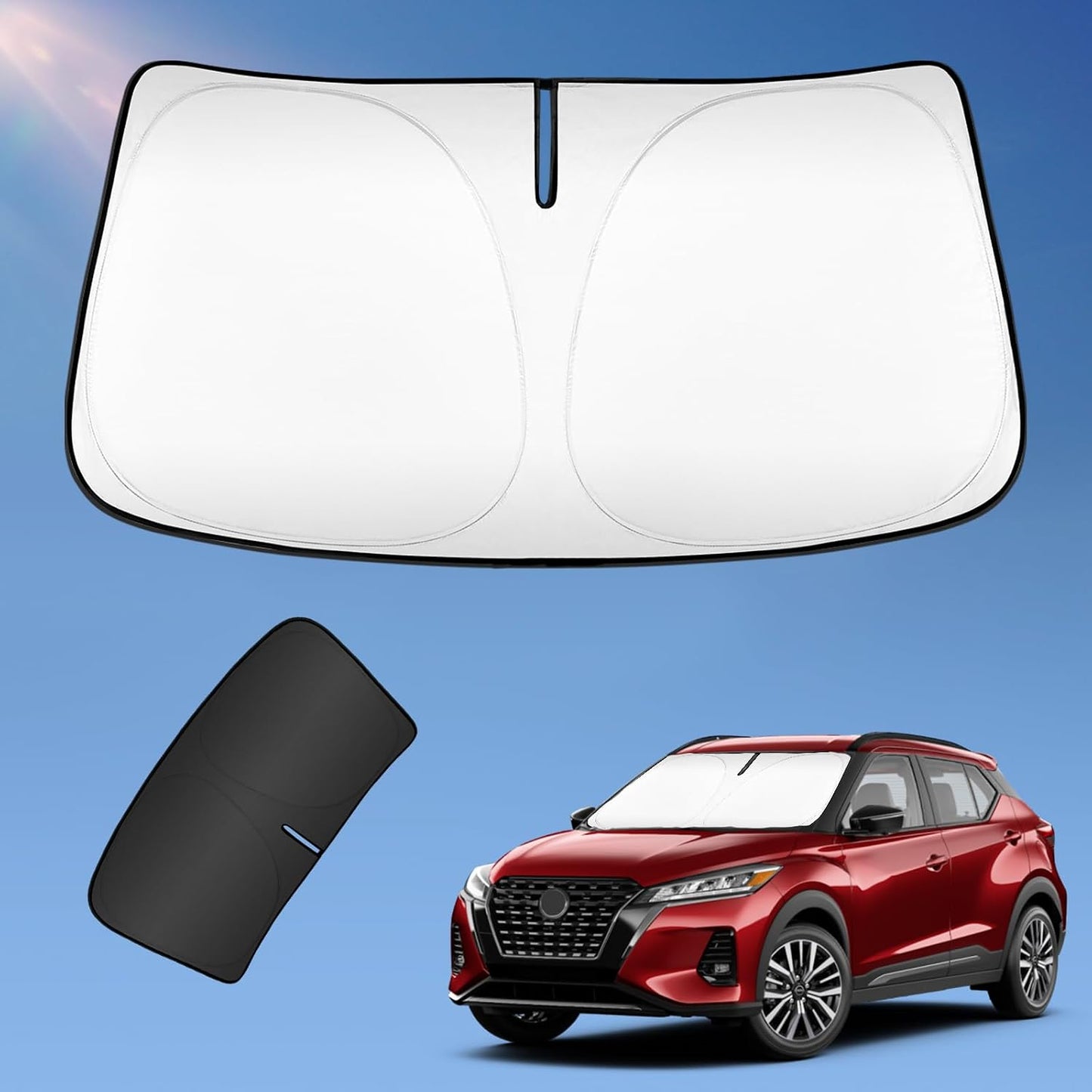 Parasol parabrisas Nissan Kicks 17-24 240t plateado plegable UV