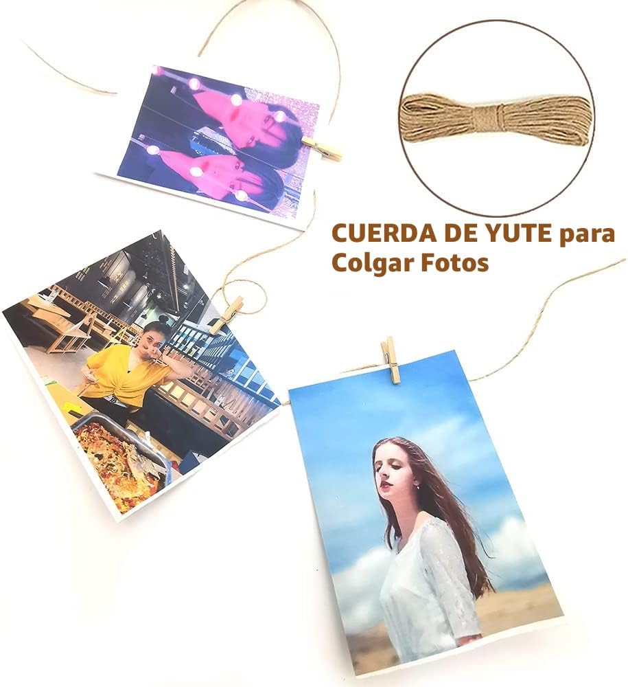 100 Alfileres Ropa con Cordel Yute 32pies Manualidades