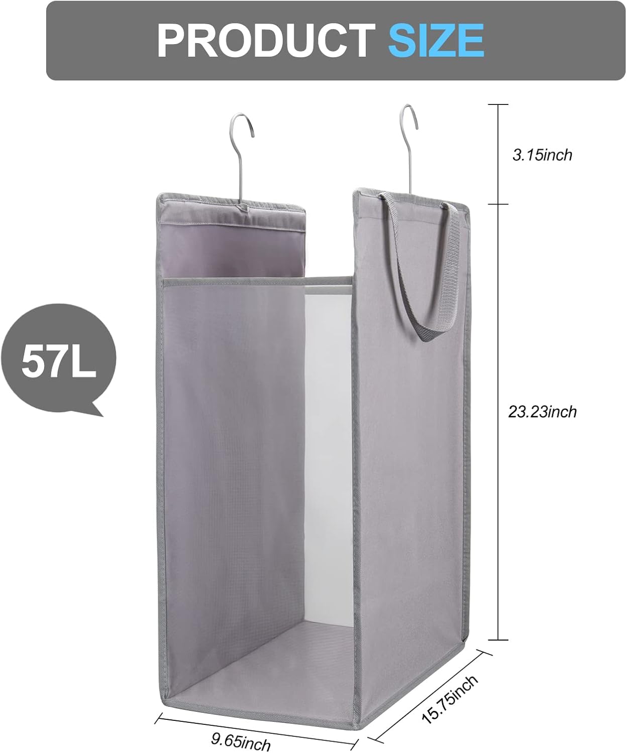 Cesta colgante para ropa sucia de malla resistente