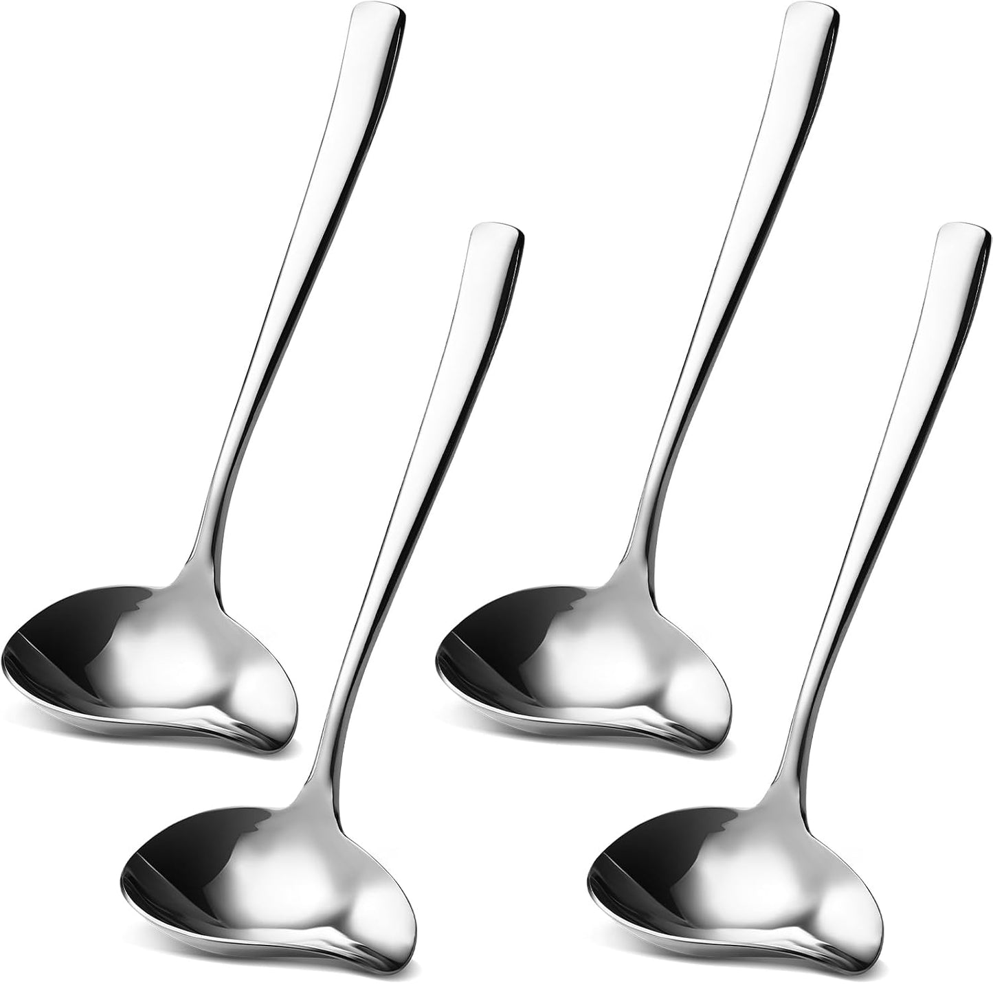 4 Cucharones Acero Inox 7.3pulg Boquilla para Salsa