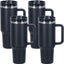 4 Vases 40oz con asa tapa abatible popote aislado negro