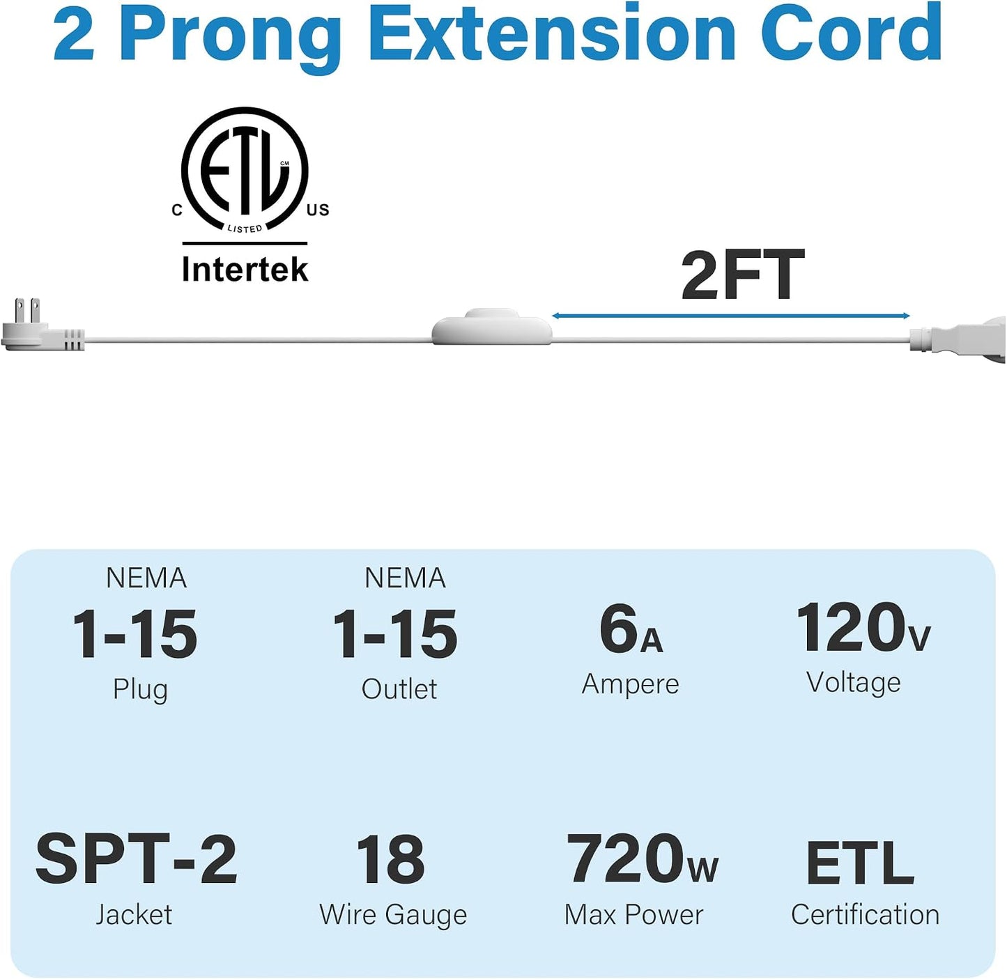 Cable extensión enchufe plano 4ft con interruptor pedal 125V