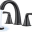 Grifo baño extendido 3 orificios latón negro mate 2 manijas