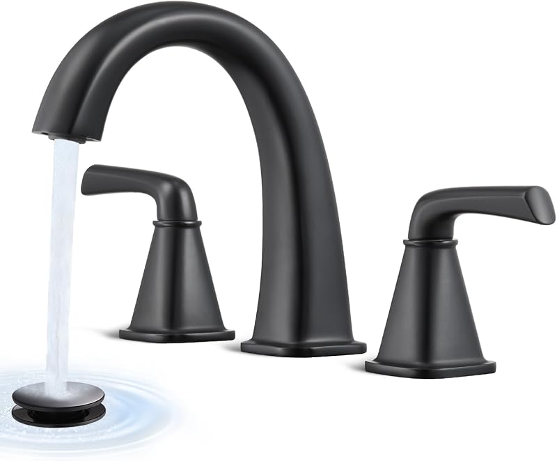 Grifo baño extendido 3 orificios latón negro mate 2 manijas