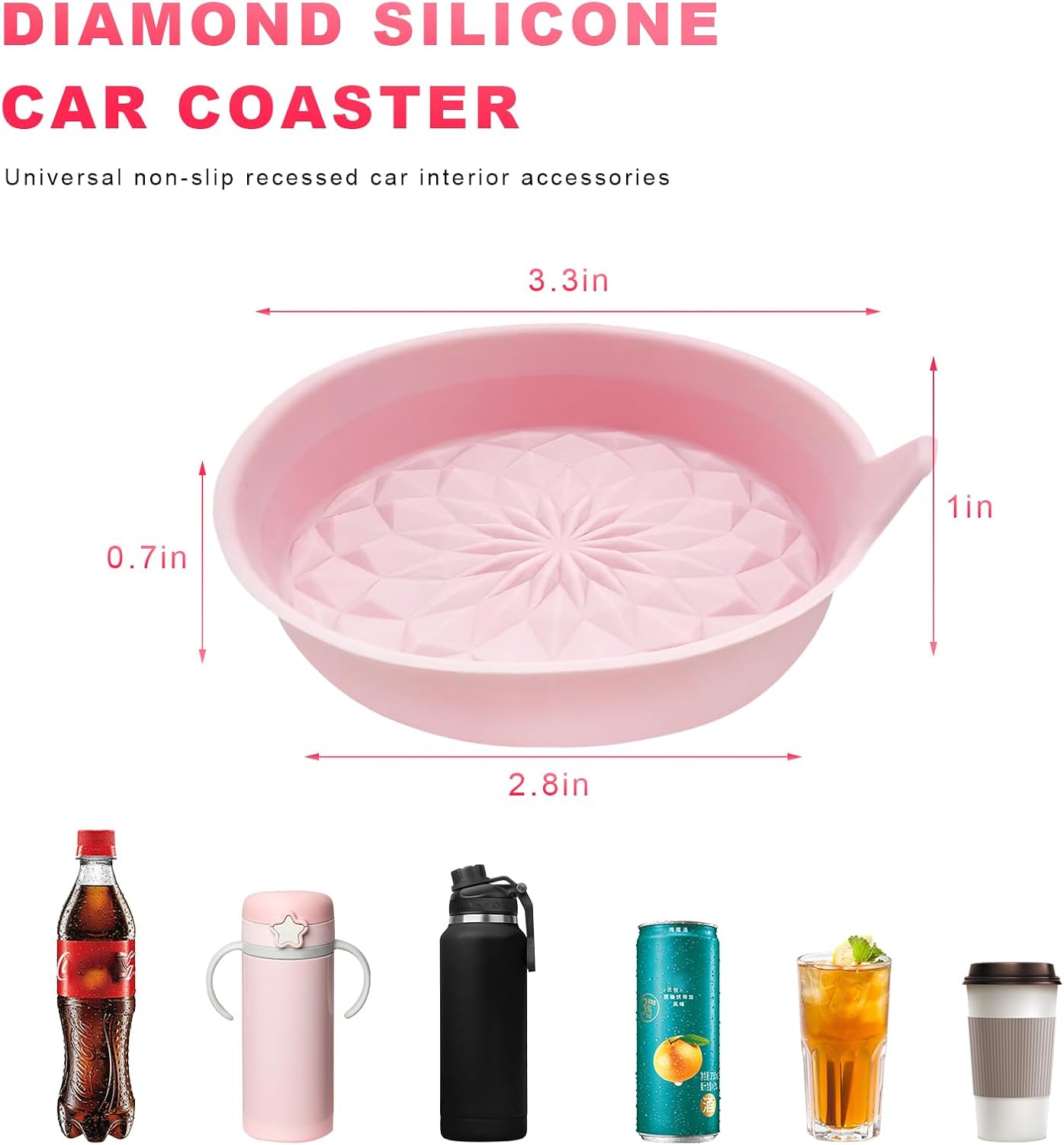 4 Pzas posavasos auto antideslizante silicona 2.75pulg